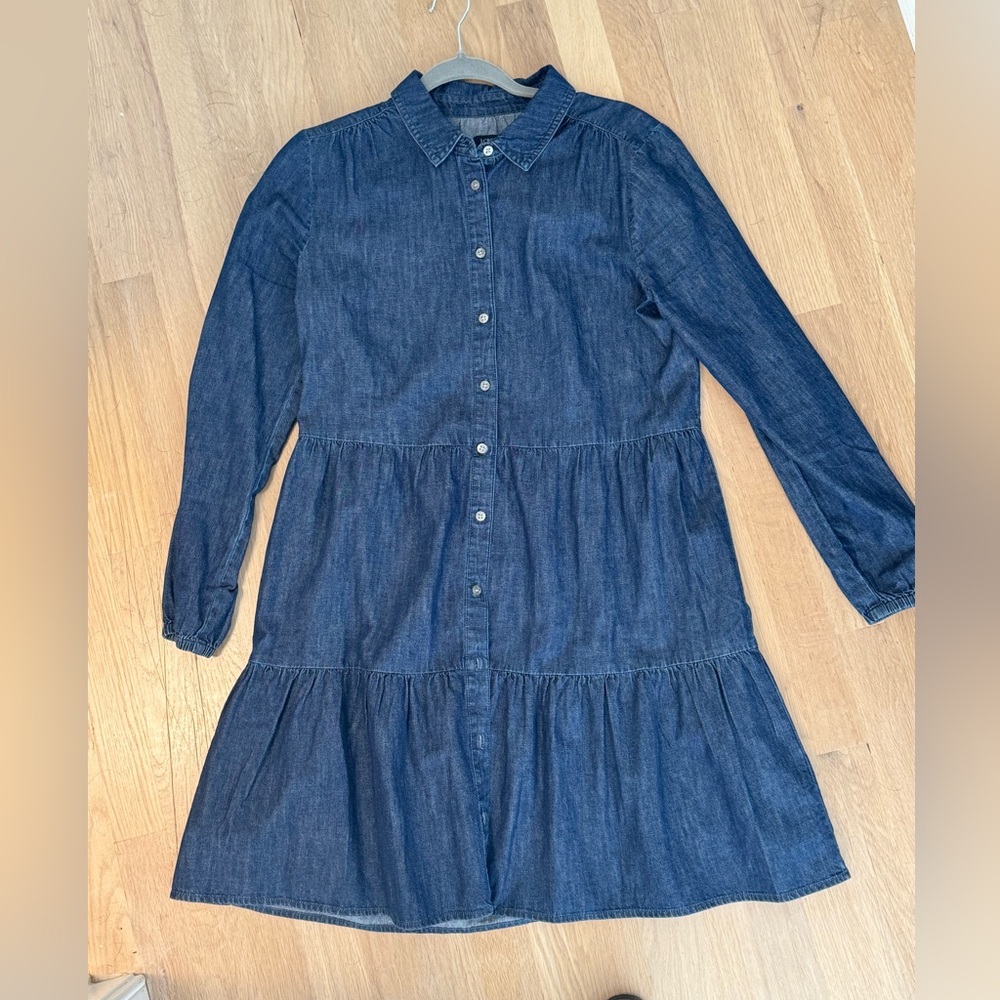 J. Crew Factory Indigo Tiered Denim Dress